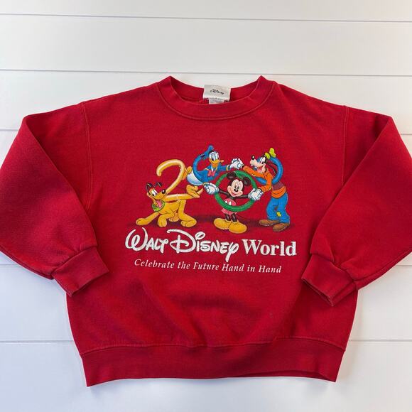 Walt Disney World Vintage Y2K Kids red Sweatshirt 7/8 Medium 2000 celebration - Picture 1 of 8